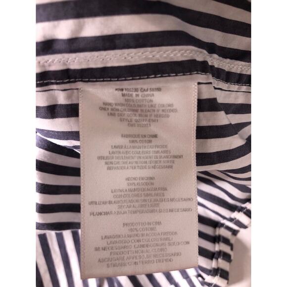 Equipment Dress Striped Pleated Long Sleeve Collared Shirtdress Mini Blue Large - Picture 11 of 13